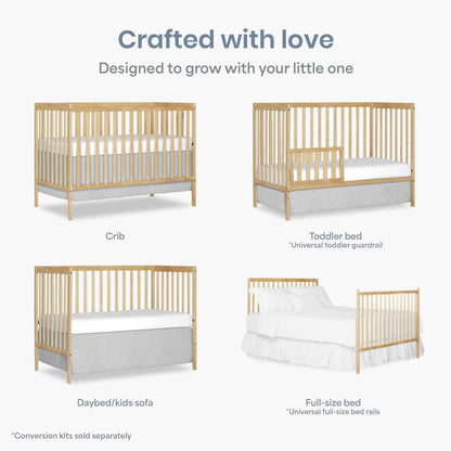Dream On Me Synergy 5-in-1 Convertible Crib in Natural, Greenguard Gold Certified, BSA Certified, 3 Mattress Height Settings, Classic Nursery Furniture 🍁 All In One Marketplace Canada