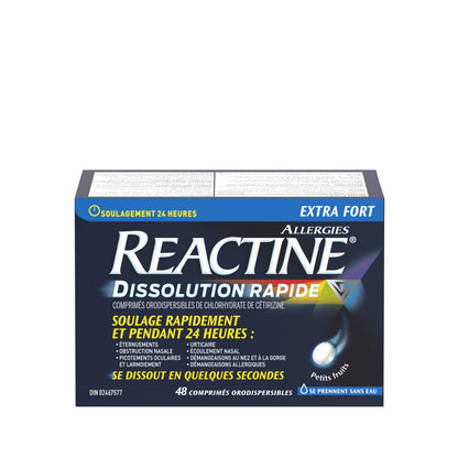 Reactine Rapid Dissolve Antihistamine Tablets - Allergy Medication with 10mg Cetirizine for 24-Hour Relief from Sneezing, Runny Nose & Watery Eyes - No Water Needed for Indoor & Outdoor 48 Count 🍁 All In One Marketplace Canada