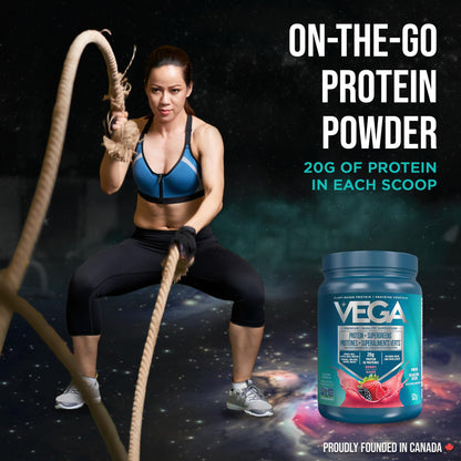 Vega Protein + Supergreens Vegan Plant Based Protein Powder – 20g Organic Pea Protein, Dairy-free, Healthy Breakfast Shake – Berry 18 Servings, 522 grams (Pack of 1) 🍁 All In One Marketplace Canada