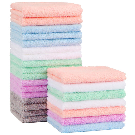 Orighty Baby Washcloths 24-Pack, Microfiber Coral Fleece Baby Face Towels, Soft and Absorbent Wash Cloths for Newborns, Infants and Toddlers, Gentle on Delicate Skin for Face Hands and Body, 7x9 Inch 🍁 All In One Marketplace Canada