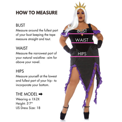 Leg Avenue Women's Sultry Sea Witch Halloween Costume, Multi, 3X / 4X