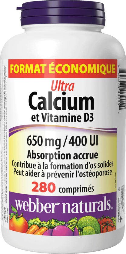 Webber Naturals Calcium Ultra with Vitamin D3, Enhanced Absorption, 280 Tablets, Helps Build Strong Bones, Vegetarian 🍁 All In One Marketplace Canada