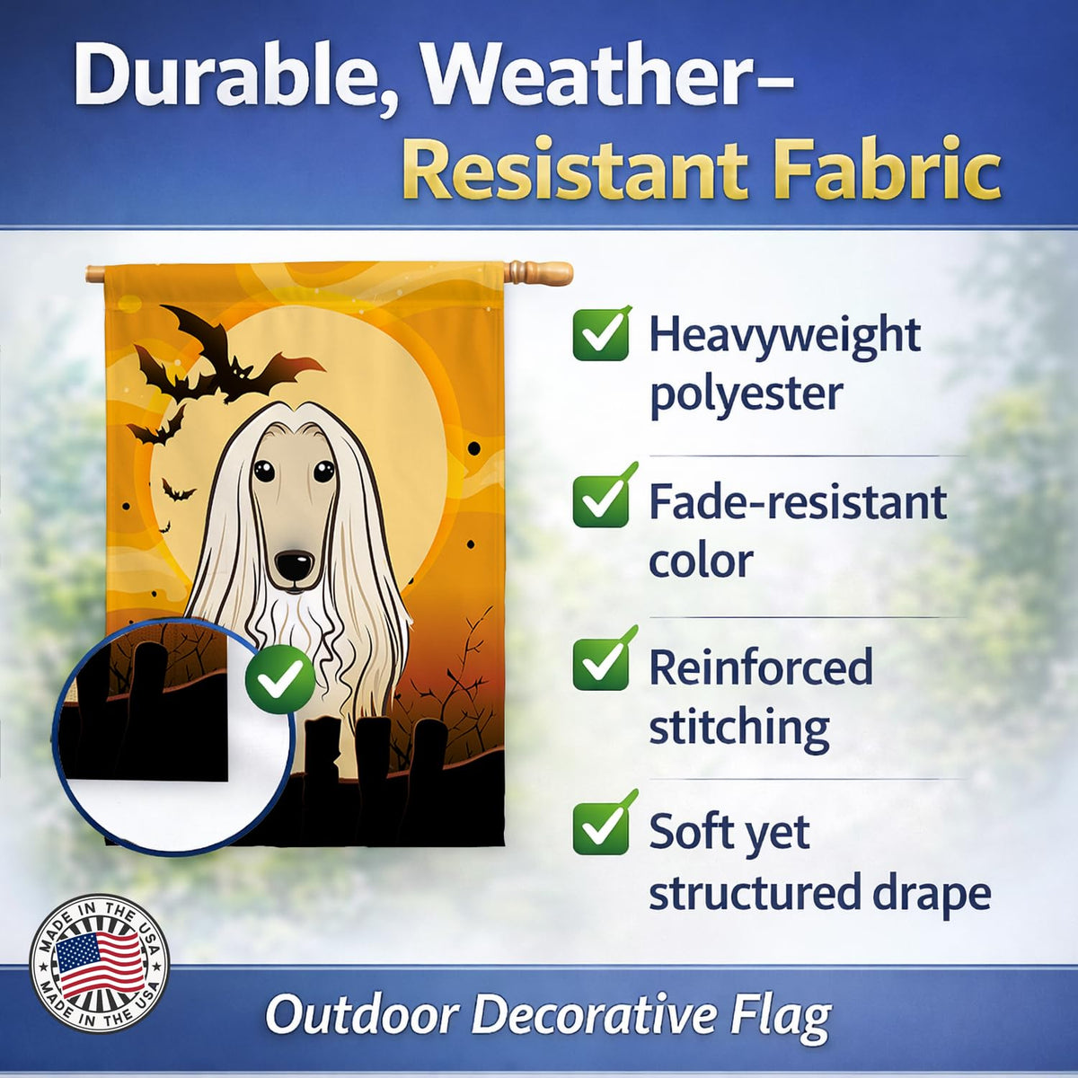 Caroline's Treasures BB1802CHF Halloween Afghan Hound Canvas House Size Flag, Multicolor, Large