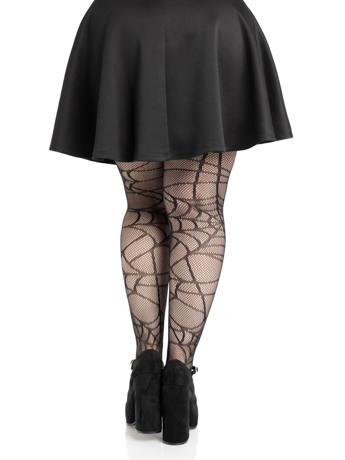 Leg Avenue Spiderweb Halloween Tights Goth Fishnets Alt Clothes Black Patterned Tights for Women, Black, Black, 1X-2X