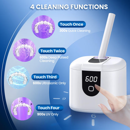 Ultrasonic Retainer Cleaner Machine, Upgraded 45kHz Ultrasonic Cleaner for Mouth Guard Braces, Night Guards, Toothbrush Heads & Jewlery with 200ML, 4 Modes and Digital Timer Dental Cleaning Pod (White) 🍁 All In One Marketplace Canada