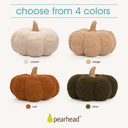 Pearhead Sherpa Pumpkin Pillow Decor, Modern Fall Home, Rust Orange