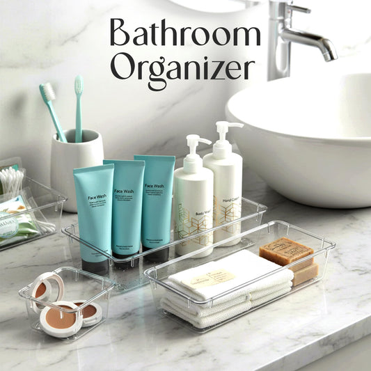 KICHLY 25 Pack Clear Plastic Desk Supplies Organizer, 4 Sizes Desk Drawer Organizer for Office Supplies, Vanity Organizers, Makeup, Gadgets, & Jewelry Storage Bins 🍁 All In One Marketplace Canada