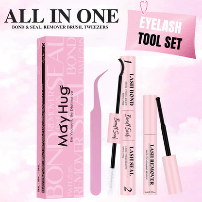 Mayhug Lash Cluster Glue Waterproof Lash Bond and Seal Kit with Lash Glue Remover and Tweezers Long-Lasting For DIY Eyelash Extension At Home Use Beginners Friendly Kit 4-in-1 🍁 All In One Marketplace Canada