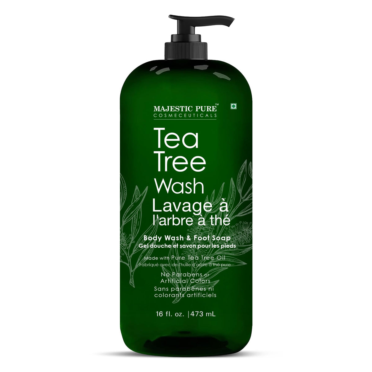 MAJESTIC PURE Tea Tree Body Wash with Collagen - Helps Nail Fungus, Athletes Foot, Ringworms, Jock Itch, Acne, Eczema & Body Odor - Soothes Itching - (Packaging May Vary), 16 fl oz 🍁 All In One Marketplace Canada
