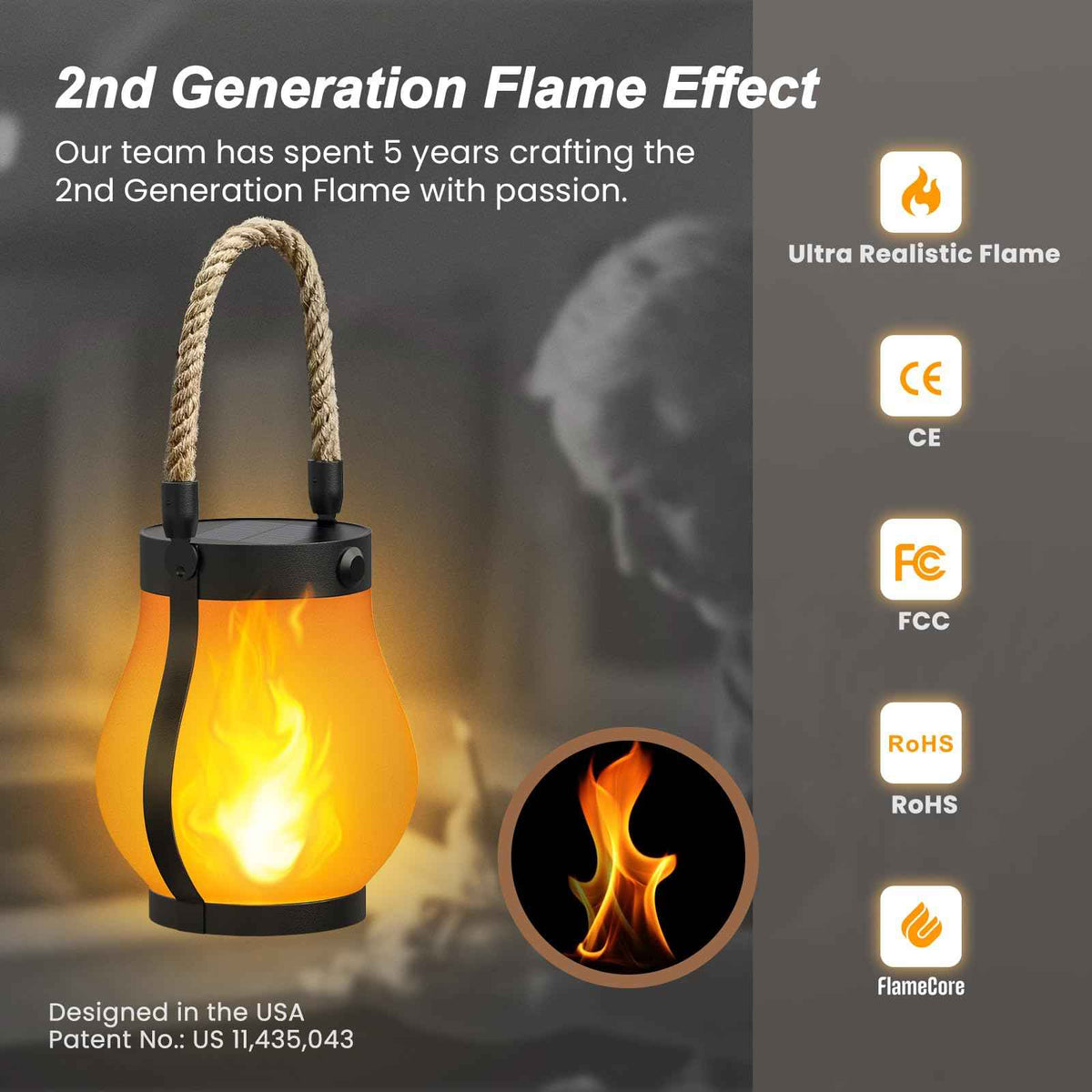 Hompavo Gen2 Solar Lanterns Outdoor with Ultra-Real Flame, Dual Charging (USB/Solar) & 2 Mode - Waterproof Decorative Hanging/Table Lights for Yard Patio Garden Birthday Mothers Day Gifts for Women, 2 🍁 All In One Marketplace Canada