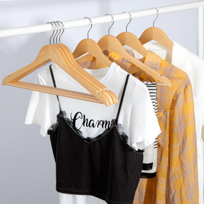 TOPIA HANGER Wooden Hangers (30 Pack), Natural Wooden Coat Hangers with Non Slip Pants Bar, 360°Swivel Hook and Shoulder Notches for Suit, Jacket, Pants, Smooth Finish Clothes Hangers - CT34N30 🍁 All In One Marketplace Canada