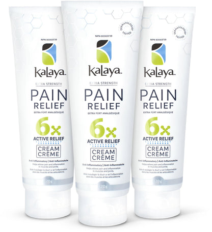 KaLaya 6X Extra Strength Pain Relief Cream with Arnica for Arthritis, Joint, Muscle, Back, Neck, Shoulder, Hand and Knee Pain- Medically formulated with 6 Natural Active, Pain Blocking & Anti inflammatory Ingredients (120g - Pack of 3)