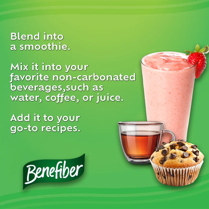 Benefiber Prebiotic Fibre Supplement Powder, Promotes Good Gut Health, Unflavoured & Completely Clear, Dissolves in Drinks & Food, Plant‑Based, Sugar‑Free, Gluten‑Free, Non-GMO, Daily Soluable Fibre Supplement, 62 Servings (248 g)