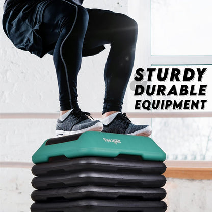 Yes4All High Arobic Step Platform & Stackable Risers - Adjustable 4"/6"/8"/10"/12" Height - Choose Full Step Platform Set or 2-Pack Stackable Risers, Customize for Cardio & Aerobic Exercise - 4 Risers, Black/Green 🍁 All In One Marketplace Canada