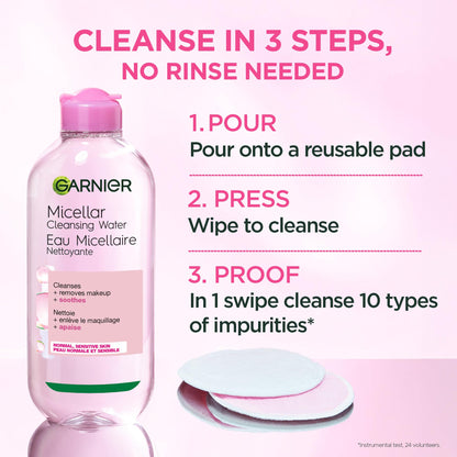 Garnier Micellar Water, Gentle and Hydrating Facial Cleanser & Makeup Remover, Suitable for Sensitive Skin, Vegan, Cruelty Free, Fragrance Free, 700ml 🍁 All In One Marketplace Canada