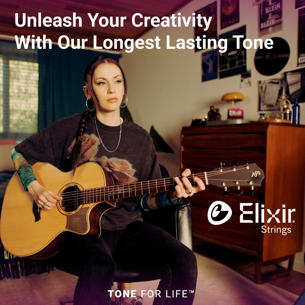 Elixir 16077 Phosphor Bronze Nanoweb Coating Acoustic Guitar Strings - Light-Medium 12-56 🍁 All In One Marketplace Canada