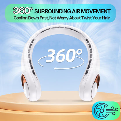 Neck Fan Rechargeable with LED Display & 360° Cooling Airflow, Portable Fan Bladeless Cooler, 4000mAh Battery, 3 Speed Settings, Ultra-Quiet Personal Fans for Home, Office, Travel, Sports - White 🍁 All In One Marketplace Canada