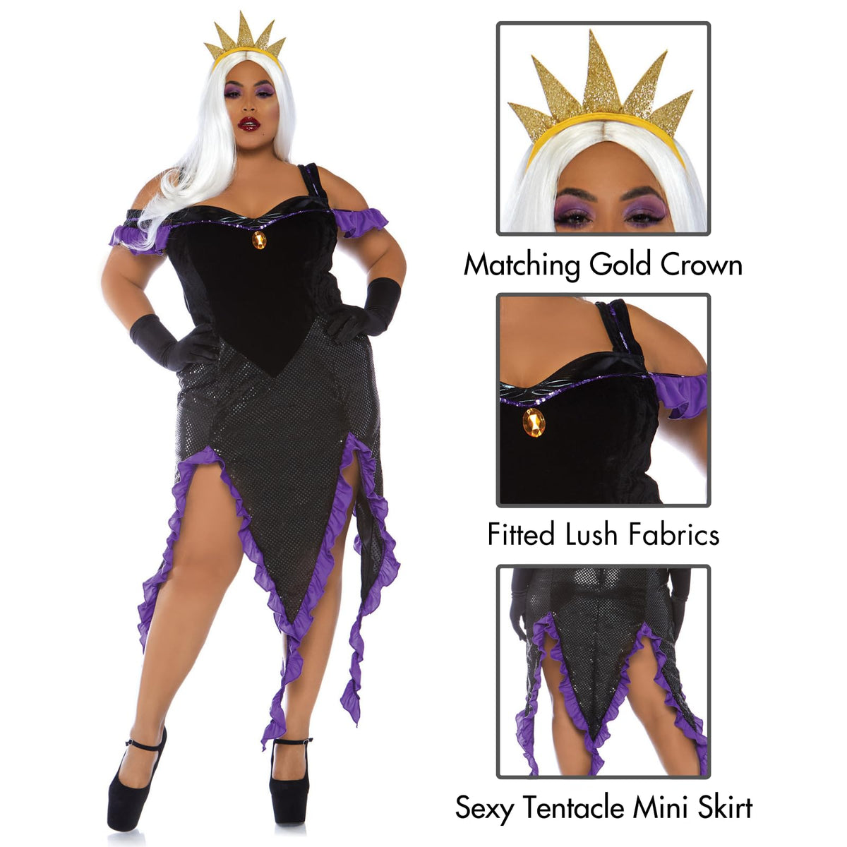 Leg Avenue Women's Sultry Sea Witch Halloween Costume, Multi, 3X / 4X