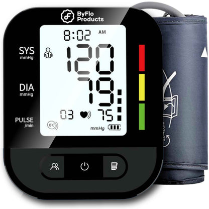 ByFloProducts Blood Pressure Monitor for Home Use – Digital Heart Rate Monitor with Backlit LCD Screen, Includes Blood Pressure Cuff, 4 AAA Batteries, Perfect Automatic Blood Pressure Machine (Black with Backlight) 🍁 All In One Marketplace Canada