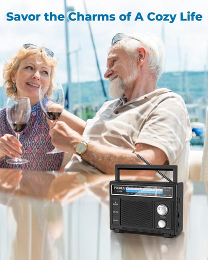 PRUNUS Portable Radio AM FM, Transistor Radio Battery Operated and Plug in Wall,Loud Speaker Support AUX in and Micphone in, Small Radios Portable AM FM J-136 🍁 All In One Marketplace Canada
