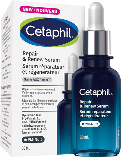 CETAPHIL Repair & Renew Night Serum for Stressed Sensitive Skin with Gallic Acid & Vitamin E, PM Face Serum, Repairs Skin Barrier Overnight, Dermatologist Recommended, 1 fl oz Dropper Bottle 🍁 All In One Marketplace Canada