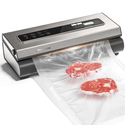 Mesliese Vacuum Sealer Machine Powerful 90Kpa Precision 6-in-1 Compact Vacuum Food Preservation System with Cutter, 2 Bag Rolls & 5 Pre-cut Bags, Dry&Moist Modes Smart Suction, ETL Listed (Silver) 🍁 All In One Marketplace Canada