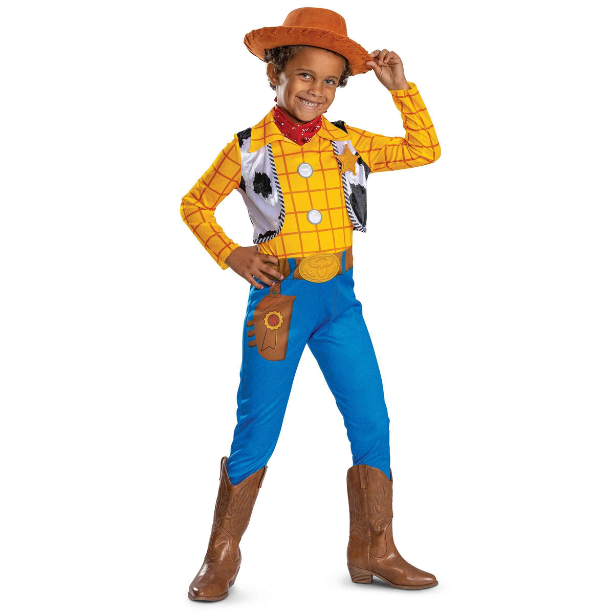 Disney Toy Story Deluxe Woody Costume, Official Boys Halloween Dress Up Outfit, Size (7-8)