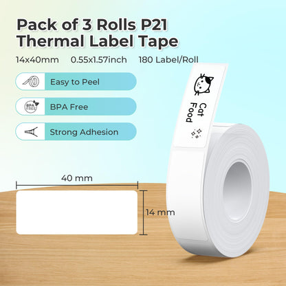 NELKO Genuine P21 Label Tape 14 x 40 mm Label Printing Paper Adhesive Tape Standard Laminated Replacement Multifunctional 180/Roll 3 Rolls 🍁 All In One Marketplace Canada