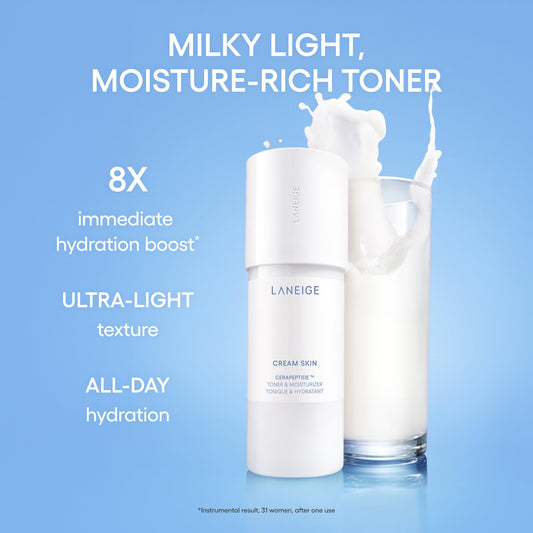 LANEIGE Cream Skin Toner & Moisturizer Mini: Lightweight Refillable Korean Milky Toner with Ceramide & Peptide for Hydration, Firming, & Barrier Support 🍁 All In One Marketplace Canada
