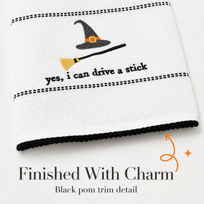 Mud Pie Halloween Towel, Drive Stick, 16 1/2" x 26"