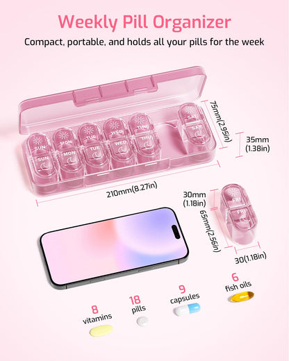 Daviky Weekly Pill Organizer 2 Times a Day, 7-Day AM PM Medicine Case, Travel-Friendly Pill Box for Fish Oils, Vitamins & Supplements 🍁 All In One Marketplace Canada