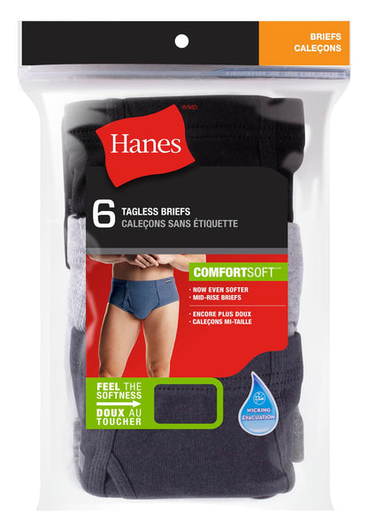 Hanes Men's 6-Pack Comfort Soft FreshIQ Mid-Rise Brief, Assorted, Large 🍁 All In One Marketplace Canada