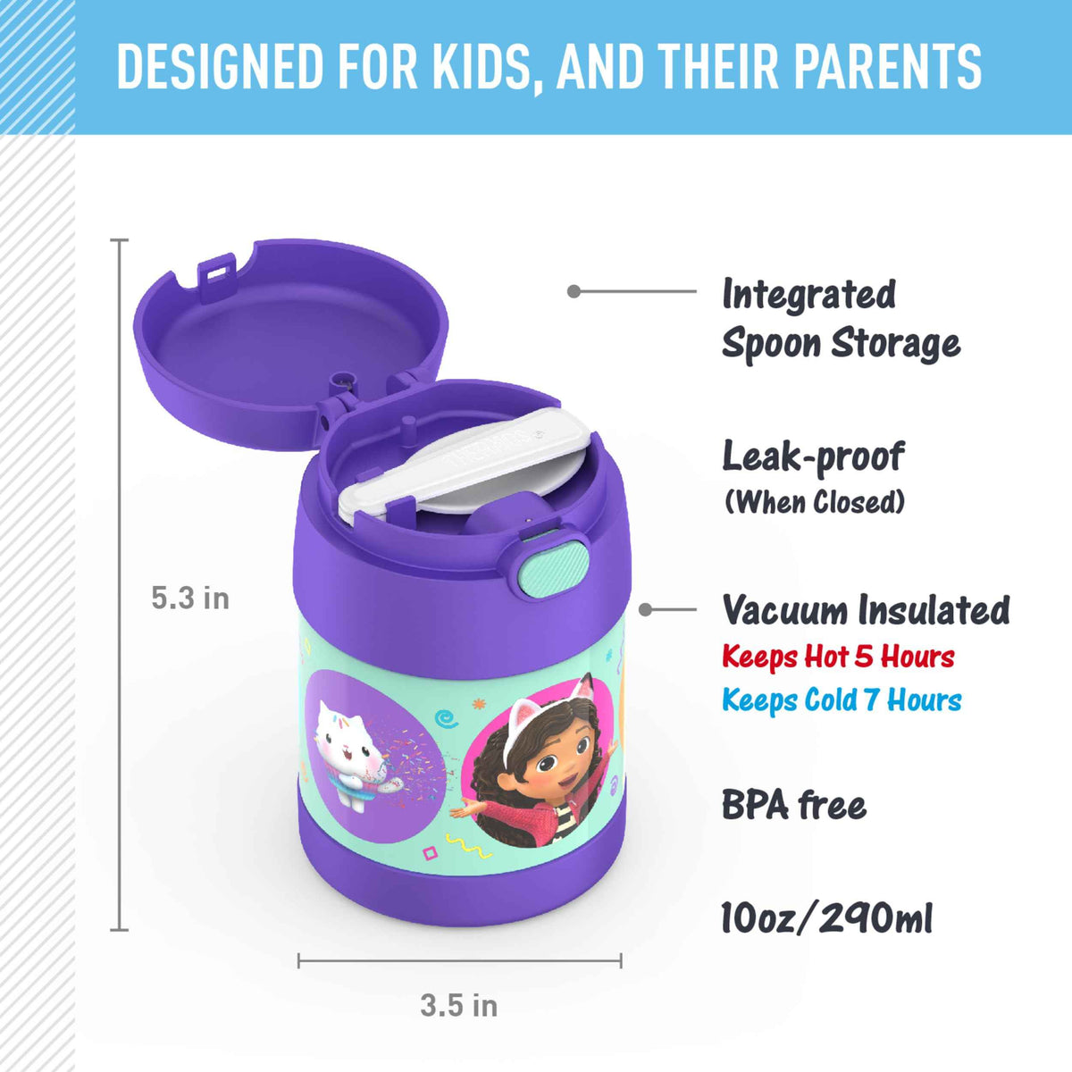 THERMOS FUNTAINER Kids Food Jar with Spoon, 10oz, Gabbys Dollhouse 🍁 All In One Marketplace Canada