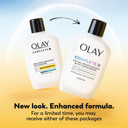Olay Complete+ Face Moisturizer with Sunscreen SPF 40, For Sensitive Skin, Broad Spectrum Sun Protection, Fragrence-Free - No White Cast on All Tones, Nourishes Moisture Barrier - Ceramides, 177 mL 🍁 All In One Marketplace Canada