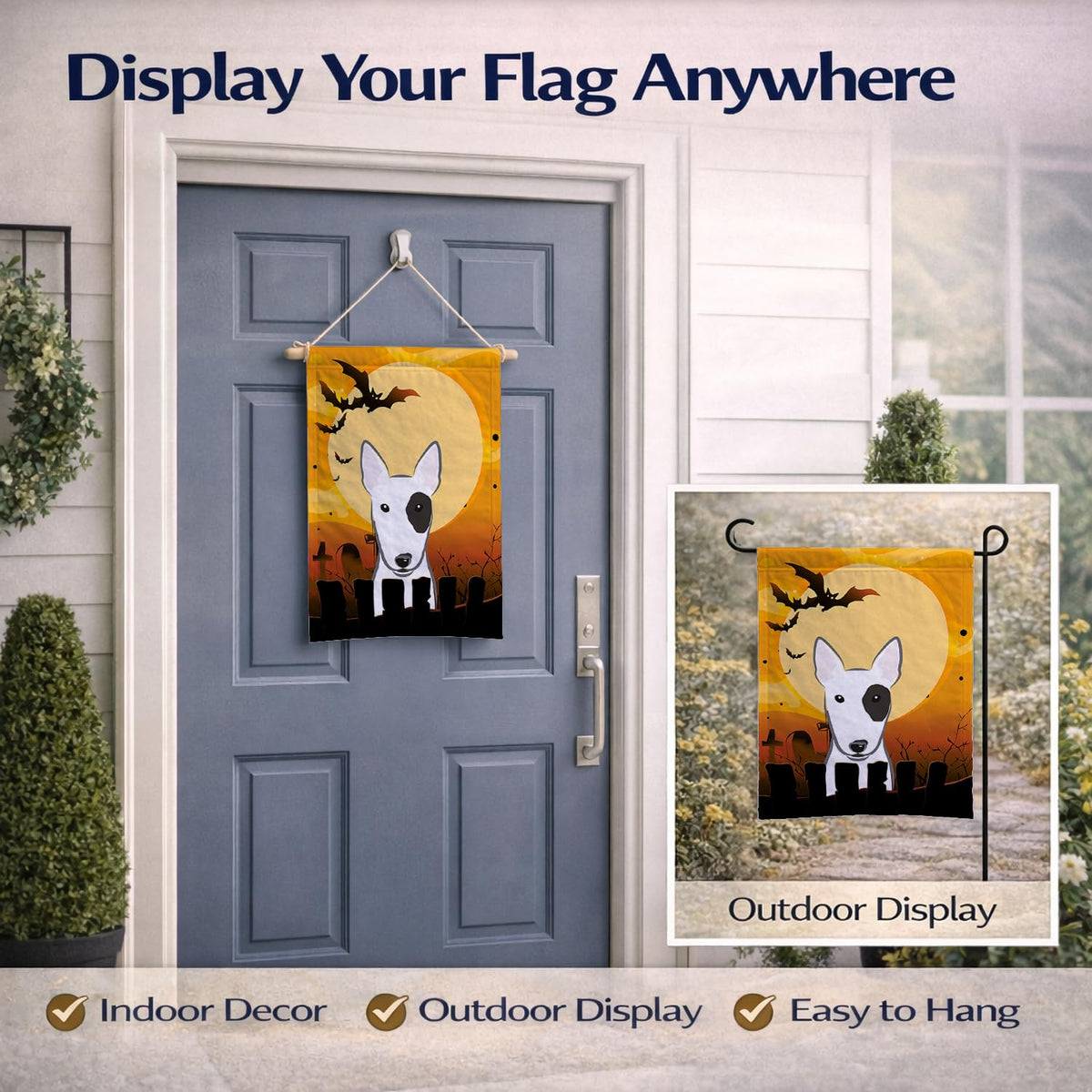 Caroline's Treasures BB1767GF Halloween Bull Terrier Garden Size Flag, Small, Multicolor