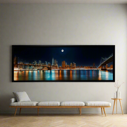 Große Leinwand-Wandkunst – NYC Mond-Skyline – Gedruckt auf Leinwand
