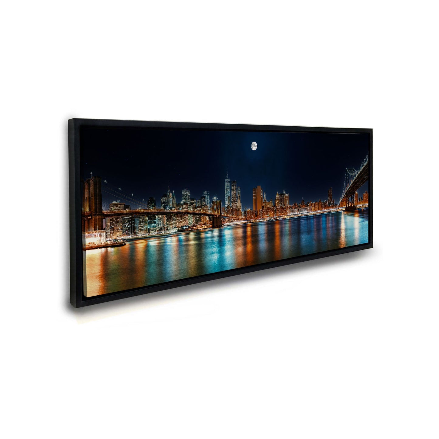 Große Leinwand-Wandkunst – NYC Mond-Skyline – Gedruckt auf Leinwand