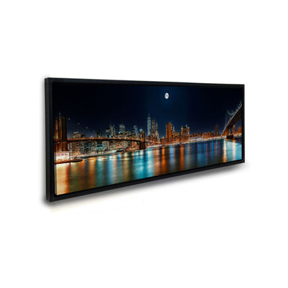 Große Leinwand-Wandkunst – NYC Mond-Skyline – Gedruckt auf Leinwand