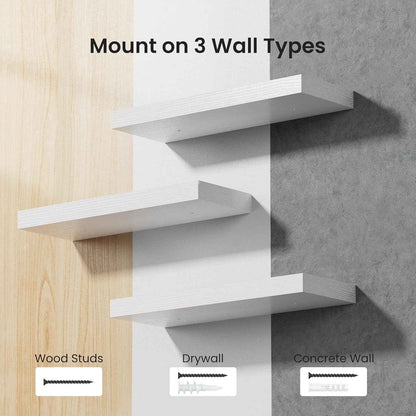 One-Line Floating Wall Shelf – 3-Tier Wooden Bamboo Wall-Mounted Storage Shelf