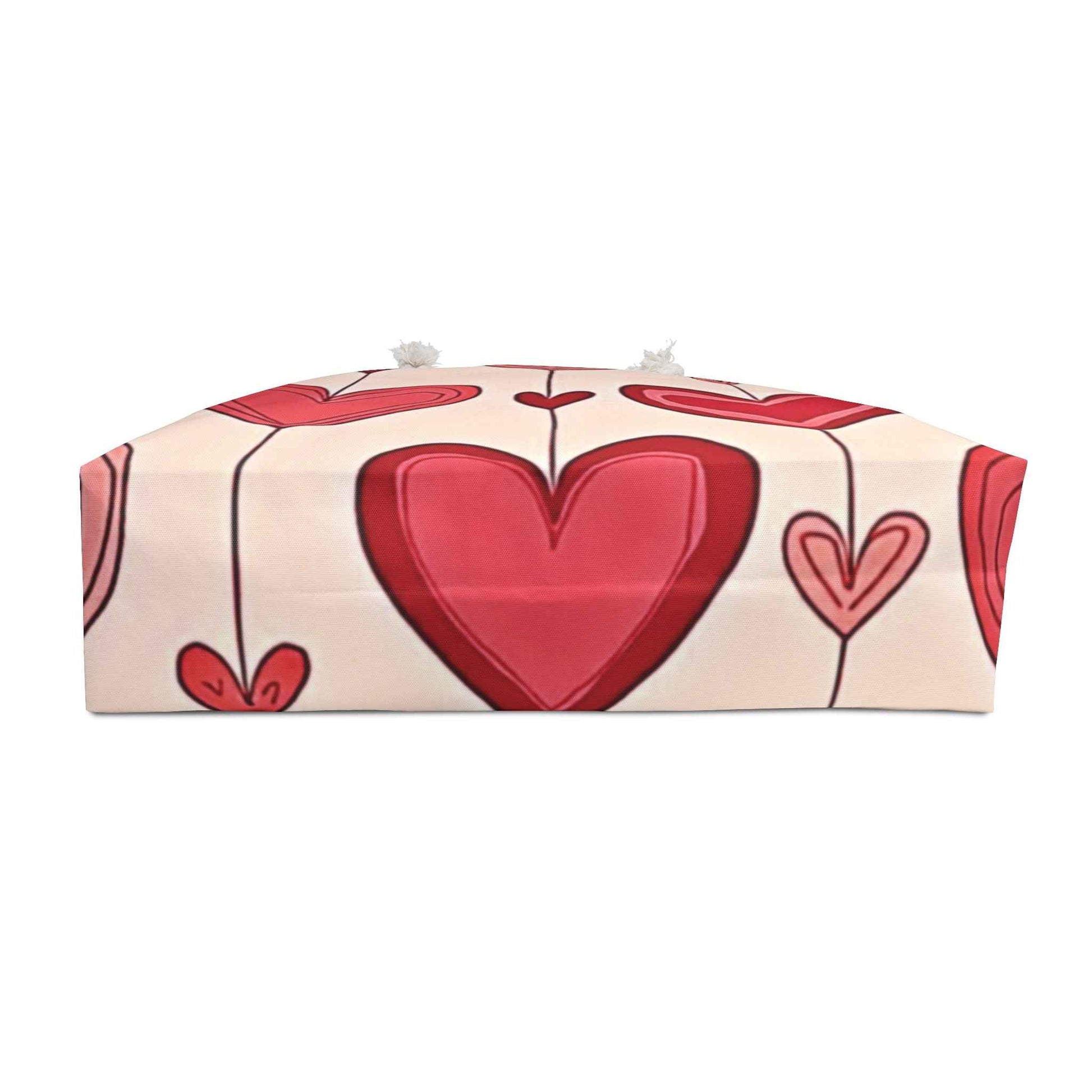 Hand-Drawn Red Hearts Weekender Bag | Valentine Heart Pattern Tote| Large Tote Bag| Everyday mom bag| Gift for mom| Beach bag