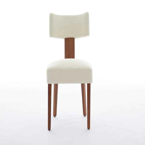 064-Set Of 2 Linen Fabric Modern Armless Dining Chairs With Curved Backrest And Solid Wooden Legs For Dining Room Living Room ,Beige
