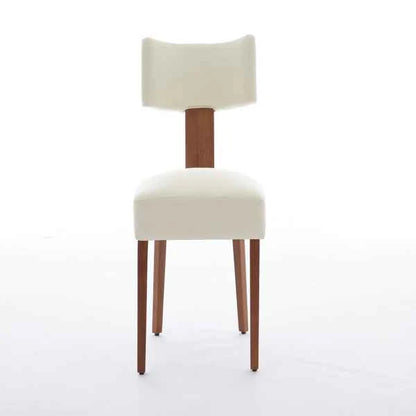 064-Set Of 2 Linen Fabric Modern Armless Dining Chairs With Curved Backrest And Solid Wooden Legs For Dining Room Living Room ,Beige