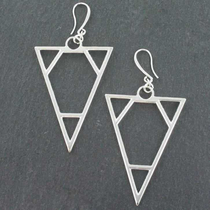 Triangle Earrings In Silver Plate