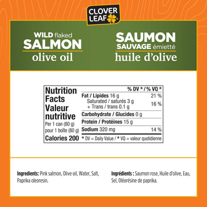 Clover Leaf Wild Flaked Pink Salmon Olive Oil 80g, 24 Easy-Peel Cans 🍁 All In One Marketplace Canada