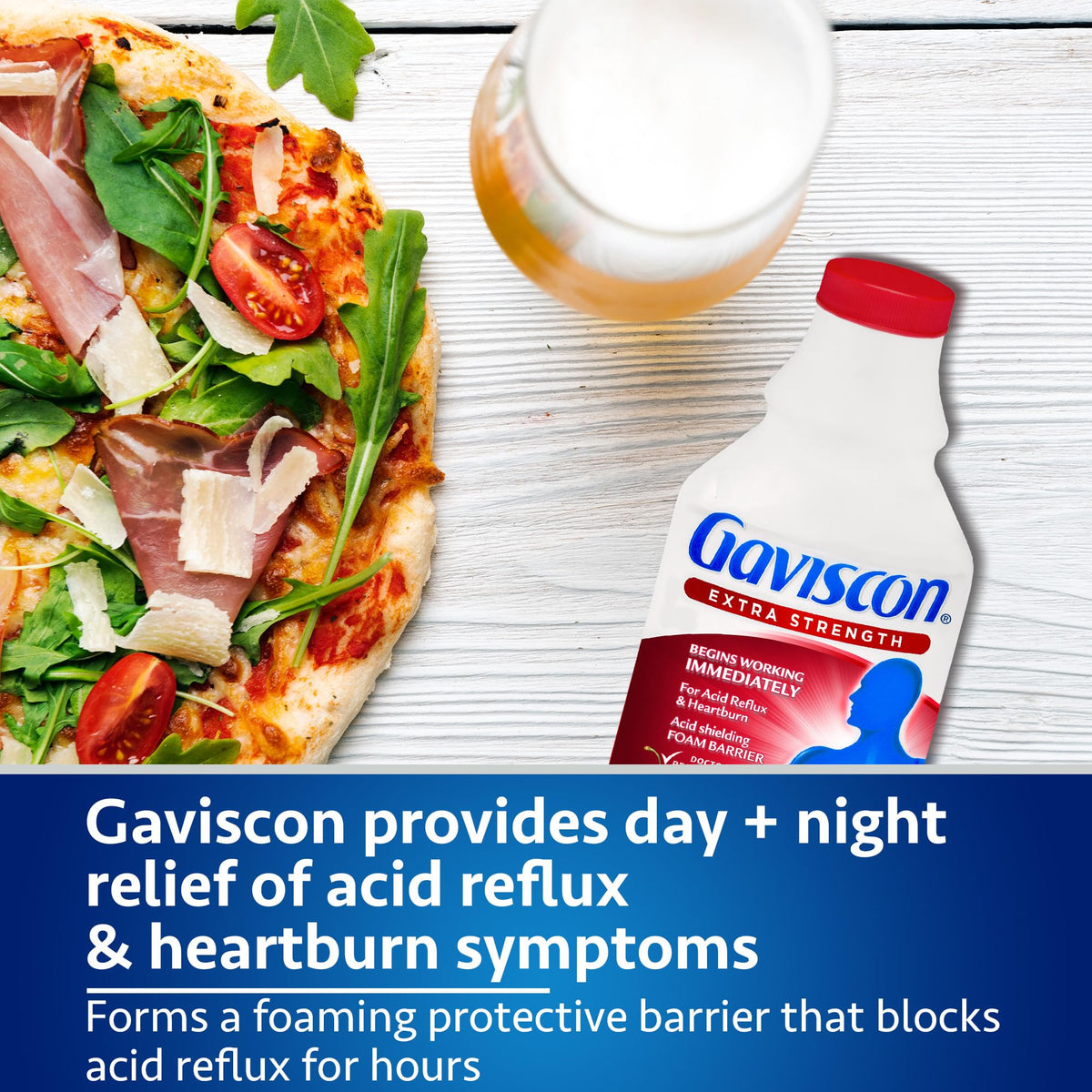 Gaviscon Liquid Extra Strength Antacid - 600 ml - Antacid Liquid for Day and Night Heartburn Relief, Acid Reflux and GERD Relief, Icy Mint- Free of Aluminum, Lactose and Gluten 🍁 All In One Marketplace Canada