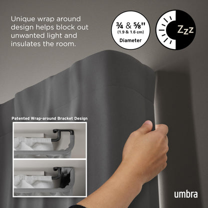 Umbra Twilight Double Curtain Rod Set – Wrap Around Design Ideal for Blackout or Room Darkening Panels, 30 to 84 Inches, Black 🍁 All In One Marketplace Canada