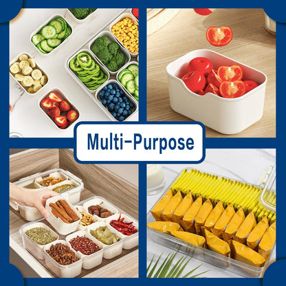 Pure Future Snackle Box Container with Handle - 8 Compartment Divided Serving Tray with Lid - Crystal Clear Charcuterie Box for Travel, Parties, Movie Nights & Daily Snacks (Hand Wash Only) 🍁 All In One Marketplace Canada