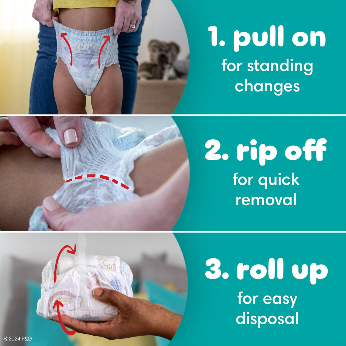 Pampers Diapers - Swaddlers 360 degrees - Size 4, 132 Count, up to 100% Leakproof Comfy Dry Fit, EZ Off Tabs Designed for Easy Changes, Pull On Diaper 🍁 All In One Marketplace Canada