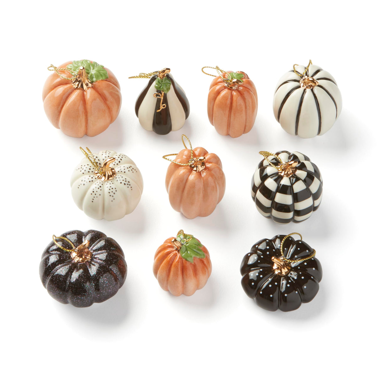 Lenox Pumpkin 10-Piece Mini Porcelain Halloween Hanging Ornament Set