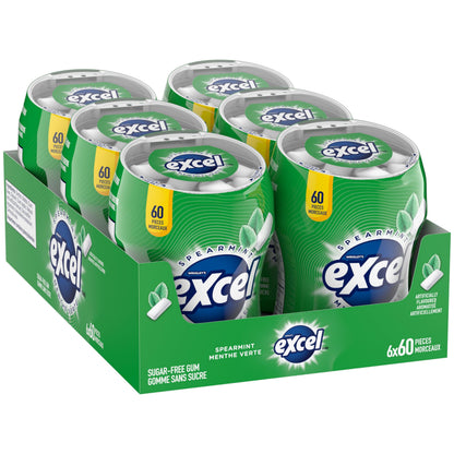 EXCEL, Spearmint Flavoured Sugar Free Chewing Gum, 60 Pieces, 6 Bottles 🍁 All In One Marketplace Canada
